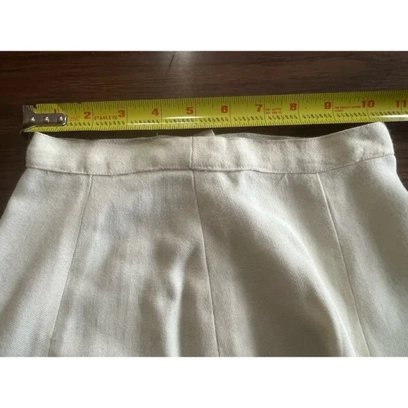 Vintage Cream Ivory Wool Skirt XS 21 In Waist 1950s 1960s Scandinavian Trim - Picture 7 of 8